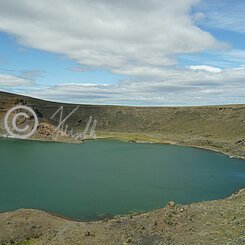 Blick auf die Blaue Lagune vom Kraterrand